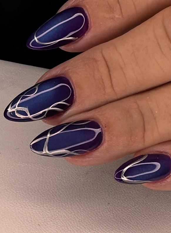 Deep red almond nails